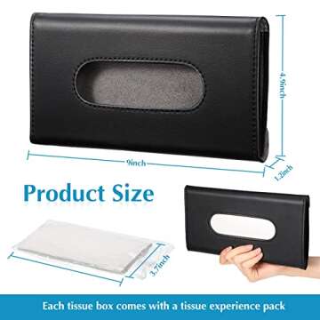 2 Pcs Car Tissue Mask Holder Sun Visor Car Napkin Holder PU Leather Car Tissue Box Hanging Tissue Dispenser for Car Tissue Case Holder for Car Vehicle Backseat Interior Accessories (Black)