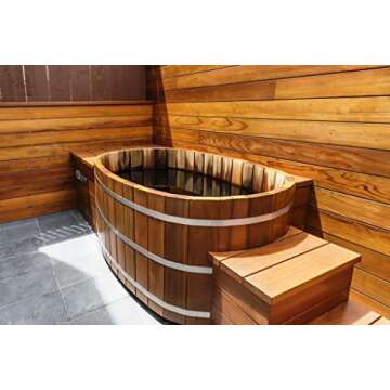 Northern Lights Group Japanese Wood Ofuro Soaking Tub for 2 - Wood Fired Heater