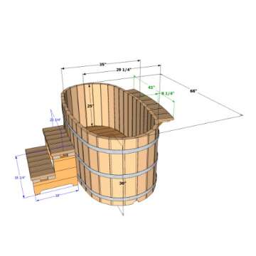 Northern Lights Group Japanese Wood Ofuro Soaking Tub for 2 - Wood Fired Heater
