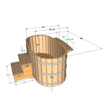 Northern Lights Group Japanese Wood Ofuro Soaking Tub for 2 - Wood Fired Heater