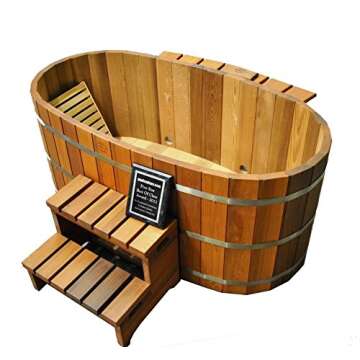 Northern Lights Group Japanese Wood Ofuro Soaking Tub for 2 - Wood Fired Heater