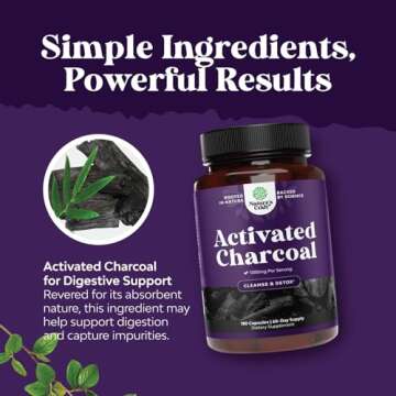 Cleanse Detox Charcoal Capsules - 1200mg for Gut Health