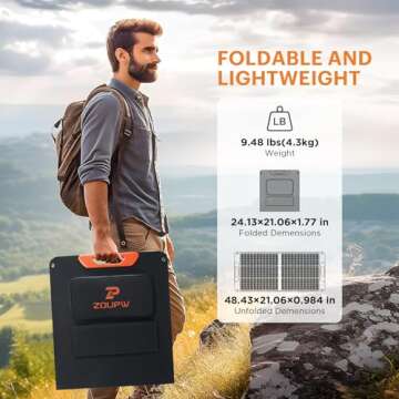 ZOUPW 100W Portable Solar Panel - Ultimate Folding Solar Charger for RVs & Camping