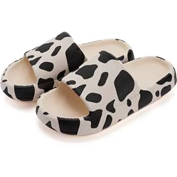 Joomra Shower Slippers for Women Mens Foam Pillow House Shower Bath Bathroom Puffy Home Sandals Summer Cow Cushion Slides for Ladies Female Male Chinelo Sandles 39-40
