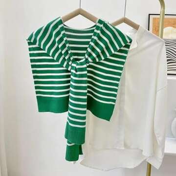 WaJuemy Women's Sweater Scarf with Sleeves Knitted Sweater Shawl Wrap Casual Tie Shoulder Collar Cap...