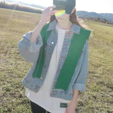 WaJuemy Women's Sweater Scarf with Sleeves Knitted Sweater Shawl Wrap Casual Tie Shoulder Collar Cape Wraps (Green/White)