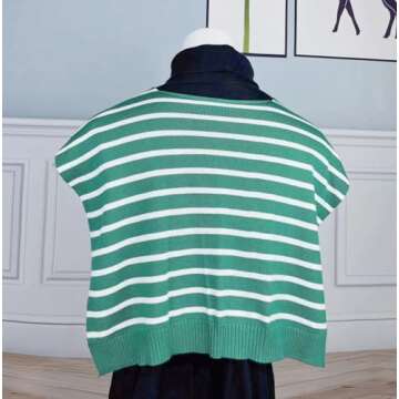 WaJuemy Women's Sweater Scarf with Sleeves Knitted Sweater Shawl Wrap Casual Tie Shoulder Collar Cape Wraps (Green/White)