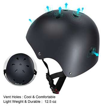 Besttravel Kids Helmet, Toddler Helmet Adjustable Toddler Bike Helmet Ages 3-8 Years Old Boys Girls Multi-Sports Safety (Black)