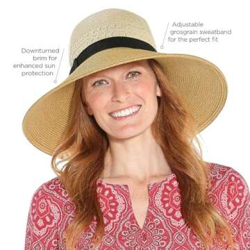 Coolibar Women's Shannon Wide Brim Beach Hat - Stylish Sun Protection