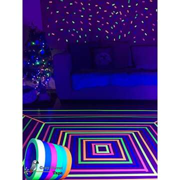 GreyParrot Tape UV Tape Blacklight Reactive, (6 Pack), (6 Colors), 33ft Per Roll, Fluorescent Cloth Tape, Glow in The Dark Tape Under UV Black Light