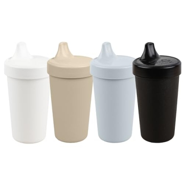 Re-Play Made in USA 10 Oz. Sippy Cups for Toddlers, Pack of 4 - Reusable Spill Proof Cups for Kids, ...