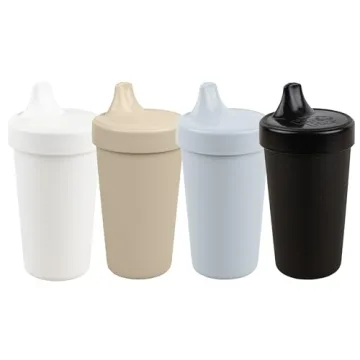 Re-Play Made in USA 10 Oz. Sippy Cups for Toddlers, Pack of 4 - Reusable Spill Proof Cups for Kids, ...
