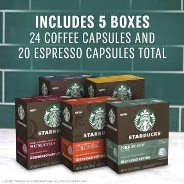 Starbucks by Nespresso Vertuo, Favorite Variety Pack Coffee & Espresso, 44-count Coffee and Espresso Pods, Brews 7.8 oz and 1.35 oz.