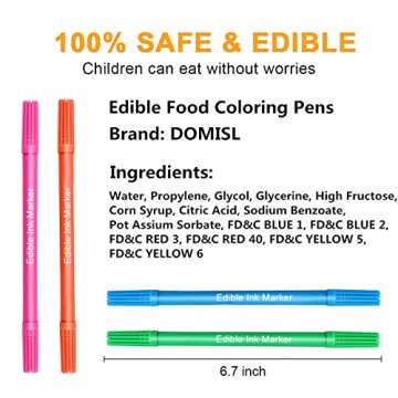 Edible Markers for Cookies Food Coloring Pens 10Pcs, Fine and Thick Tip Food Grade Gourmet Writers for DIY Fondant Cakes Frosting Easter Eggs Baking Party Decorating Drawing Writing (10 PC)