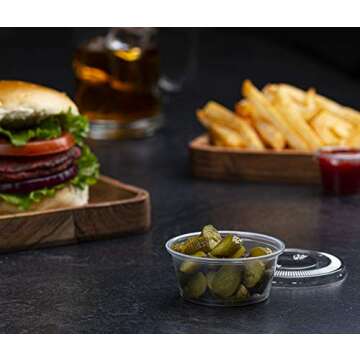 Plastimade Clear Disposable Plastic Portion Cups With Lids (200 Sets - 3.25 Oz) - Disposable Condiment Cups, Sauce/Dip/Dressing Cups, Souffle Cups & Jello Shot Cups With Lids | Grea