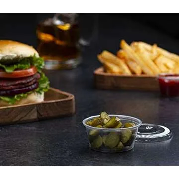 Plastimade Clear Disposable Plastic Portion Cups With Lids (200 Sets - 3.25 Oz) - Disposable Condiment Cups, Sauce/Dip/Dressing Cups, Souffle Cups & Jello Shot Cups With Lids | Grea