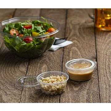 Plastimade Clear Disposable Plastic Portion Cups With Lids (200 Sets - 3.25 Oz) - Disposable Condiment Cups, Sauce/Dip/Dressing Cups, Souffle Cups & Jello Shot Cups With Lids | Grea