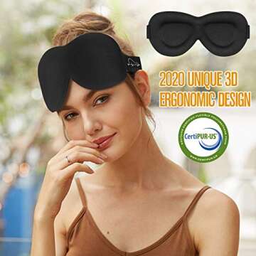 ALASKA BEAR Sleep Mask for Lash Extensions - Deeper Molded Cups, Larger Eye Contour Pockets Blackout Mask for Women Protecting Longer Eyelashes, Black