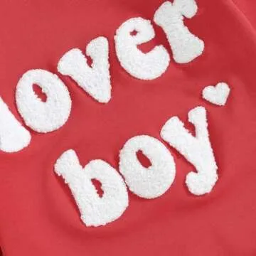 Lesimsam Newborn Baby Boy Girl Valentines Outfit Sweatshirt Bubble Romper Oversized Long Sleeve One-Piece Outfit (Red Lover Boy, 0-3 Months)