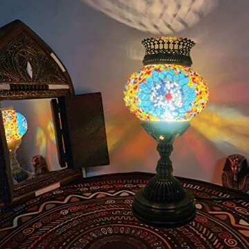 LIGHTIUM Moroccan/Turkish Style Mosaic Fragrance Table lamp | Handmade Vintage Crystal Lamp with Aro...