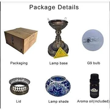 LIGHTIUM Moroccan/Turkish Style Mosaic Fragrance Table lamp | Handmade Vintage Crystal Lamp with Aroma Oil | Bohemian Decor/Stained Glass Mood Light | Bedside/Home Decoration | Multi-Colored Blue