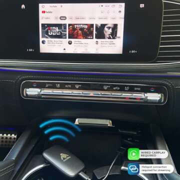 AutoSky Wireless CarPlay and Android Auto AI Box Lite for Factory Wired CarPlay Cars - Supports Netflix and YouTube Must use Hotspot - Go Wireless CarPlay and Android Auto. Wired CarPlay Required