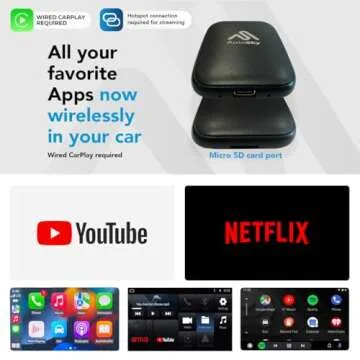 AutoSky Wireless CarPlay and Android Auto AI Box Lite for Factory Wired CarPlay Cars - Supports Netflix and YouTube Must use Hotspot - Go Wireless CarPlay and Android Auto. Wired CarPlay Required