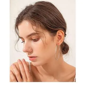 Cocadant Large Gold Hoop Earrings for Women,3 Colors Thin 70mm/2.76inch Silver Hoop Earrings Set Stainless Steel 14K Rose Gold Plated with Hypoallergenic Sterling Silver Post