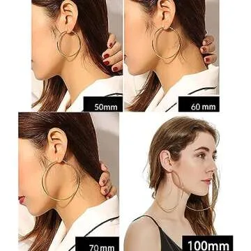Cocadant Large Gold Hoop Earrings for Women,3 Colors Thin 70mm/2.76inch Silver Hoop Earrings Set Stainless Steel 14K Rose Gold Plated with Hypoallergenic Sterling Silver Post