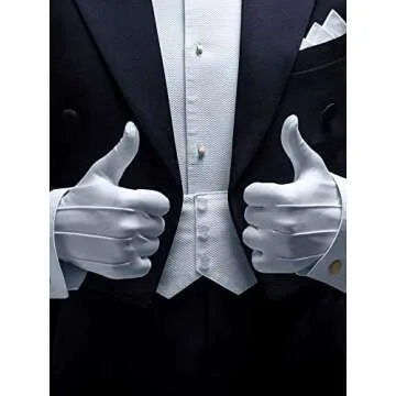 SATINIOR 6 Pairs White Gloves Uniform Gloves Parade Costume Gloves for Police Server Funeral Formal Tuxedo Guard