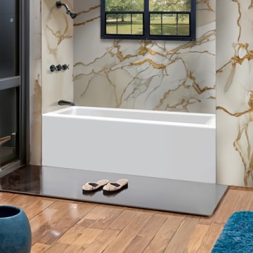 Fine Fixtures Acrylic, Fiberglass Alcove Soaking Bathtub with Integral Apron Front in Glossy White -...