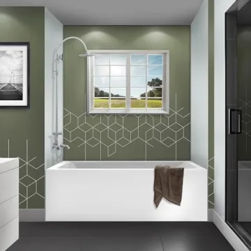 Fine Fixtures Alcove Soaking Bathtub with Glossy Finish