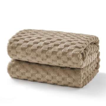 EXQ Home Fleece Blanket Twin Size for Couch or Bed - 3D Imitation Turtle Shell Jacquard Decorative B...