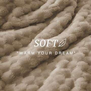 EXQ Home Fleece Blanket Twin Size for Couch or Bed - 3D Imitation Turtle Shell Jacquard Decorative Blankets - Cozy Soft Lightweight Fuzzy Flannel Blanket Suitable for All Seasons(60"×80",Light Tan)