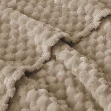 EXQ Home Fleece Blanket Twin Size for Couch or Bed - 3D Imitation Turtle Shell Jacquard Decorative Blankets - Cozy Soft Lightweight Fuzzy Flannel Blanket Suitable for All Seasons(60"×80",Light Tan)