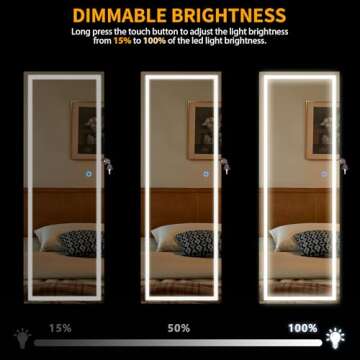 LVSOMT LED Mirror Jewelry Cabinet, Wall/Door Mount Jewelry Armoire Organizer with Lights, Full Length Mirror with Jewelry Storage, Over the Door Hanging Jewelry Cabinet (White)