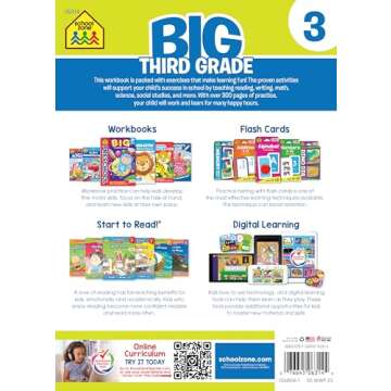 School Zone Big Third Grade Workbook - 320 Pages, Fun Learning for Ages 8-9