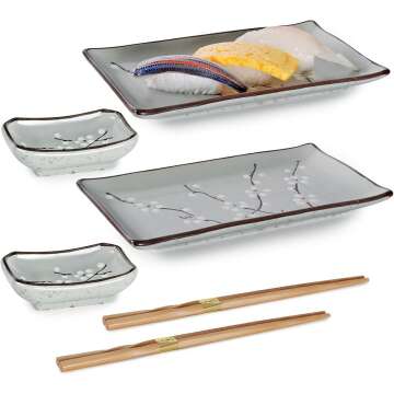 Hinomaru Sakura Cherry Blossom Sushi Dinner Set 6 Piece