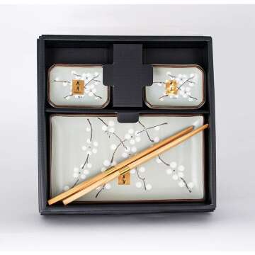 Hinomaru 6 Piece Sushi Dinner Set with Sakura Design