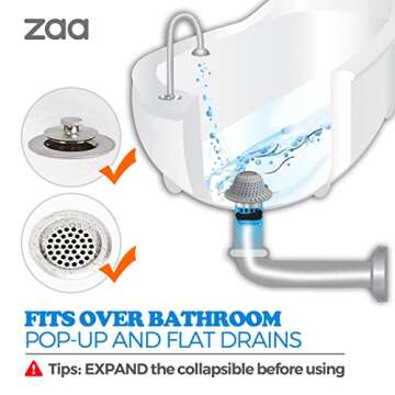 zaa Bathtub Drain Hair Catcher for All Standard Drains