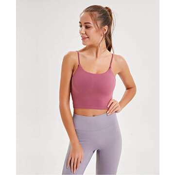 Women's Yoga Tank with Built in Bra,Padded Sports Bra, Crop Tank Tops Wireless Cami Shirt Fitness Yoga Workout Running Red M