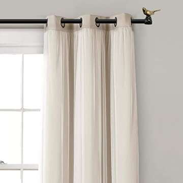 Meriville 1-Inch Diameter Single Window Treatment Curtain Rod, Renaissance Gold Bird Finials, 48-Inc...