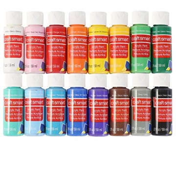 16 Assorted Matte Acrylic Paint Set by Craft Smart - Non-Toxic Paint For Drawing, Painting, Art & Cr...