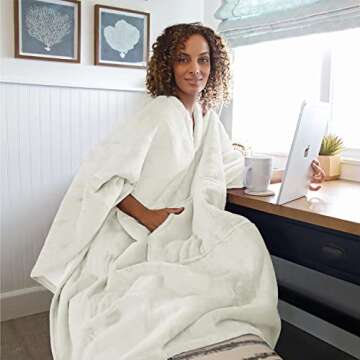 Catalonia Sherpa Wearable Blanket Poncho for Adult Women Men, Wrap Blanket Cape with Pocket, Warm, S...