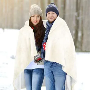 Catalonia Sherpa Wearable Blanket Poncho for Adult Women Men, Wrap Blanket Cape with Pocket, Warm, Soft, Cozy, Snuggly, Comfort Gift, No Sleeves, Vanilla