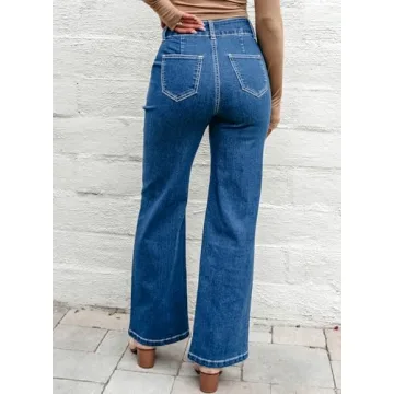 Sidefeel Women's High Waisted Wide Leg Jeans - Comfort Meets Style