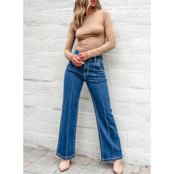 Sidefeel Women's High Waisted Wide Leg Jeans - Comfort Meets Style