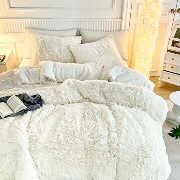 Luxurious Shaggy Comforter Set in Cream for Winter