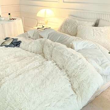 Luxurious Shaggy Comforter Set in Cream for Winter