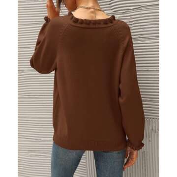 BTFBM Womens Long Sleeve Ruffle Sweater for Fall Winter